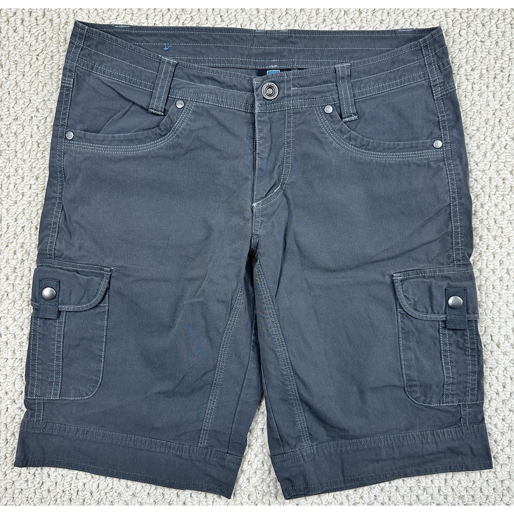 Kuhl Shorts Womens 6 Gun Metal Gray Vtg Patina Dye Splash Cargo Hiking Outdoor